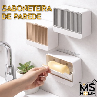 Saboneteira de  Parede para Banheiro - Suporte Fixação Com Adesivo - Porta Sabão - Com Dreno em Oferta na Shopee