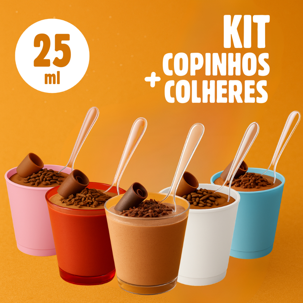 Kit Mini Copo + Colher Brigadeiro 25 ML Copinho Festa Aniversario Casamentos Chá Revelação Chá de Bebe em Oferta na Shopee