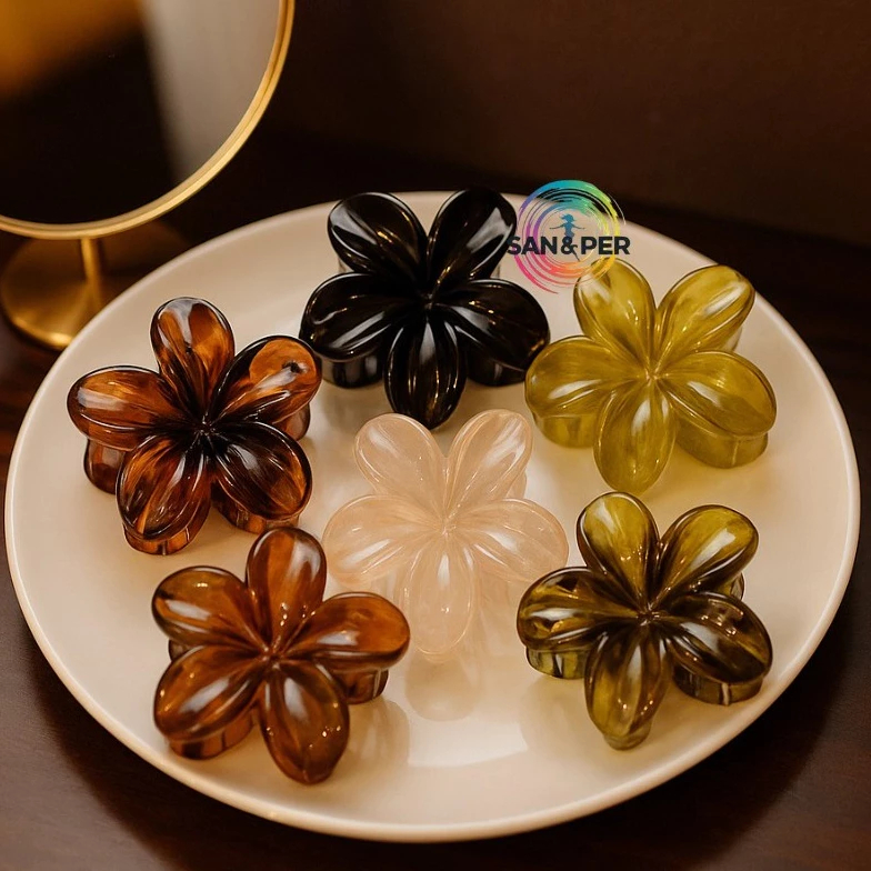 Piranha Presilha Flor Luxo Nude – Grampo Garra Forte de Cabelo Grande 8cm Brilhante em Acrílico Reforçado Feminina KI em Oferta na Shopee