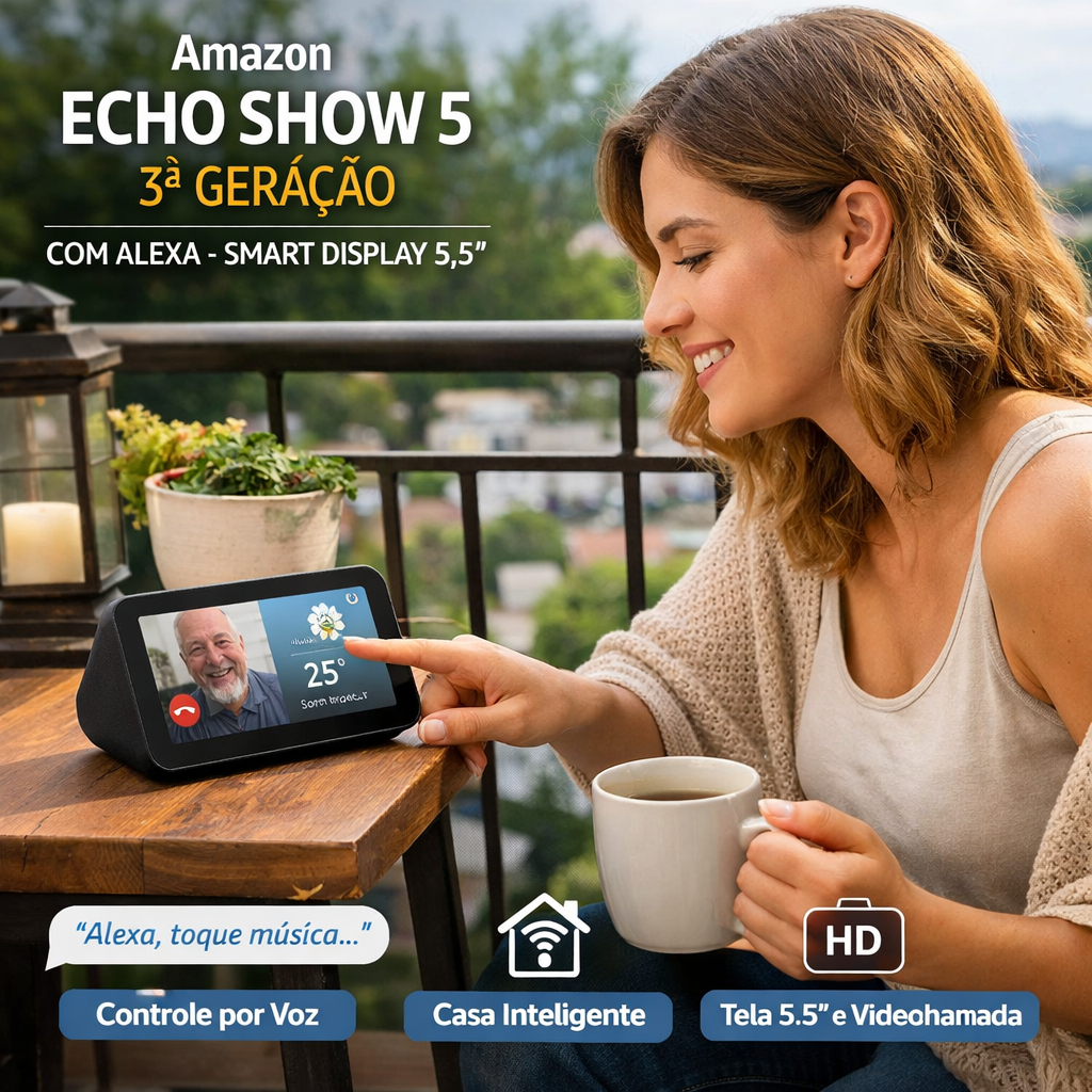 Echo Show 5 3a Geração Alexa Som Potente E Tela Hd