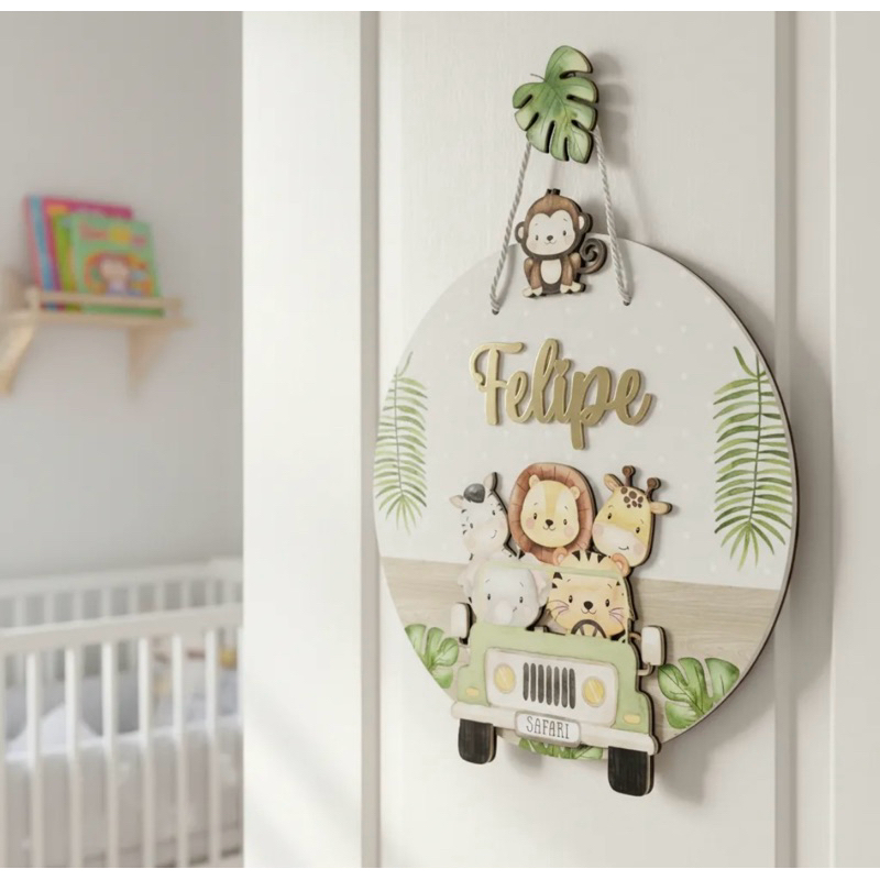 Guirlanda Enfeite Porta Maternidade Safari Nude Guirlanda Enfeite Porta Maternidade Safari Nude