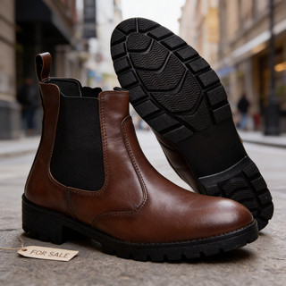 Oferta Bota Botina Masculina Chelsea Marrom Cano Curto Elástico Lateral Solado Tratorado Confortável Barato