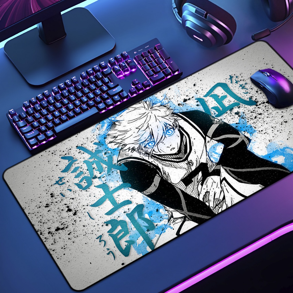 Mouse Pad  Blue Lo Gamer XXL Antiderrapante Setup Speed Extra Grande Diversas Borda Costurada