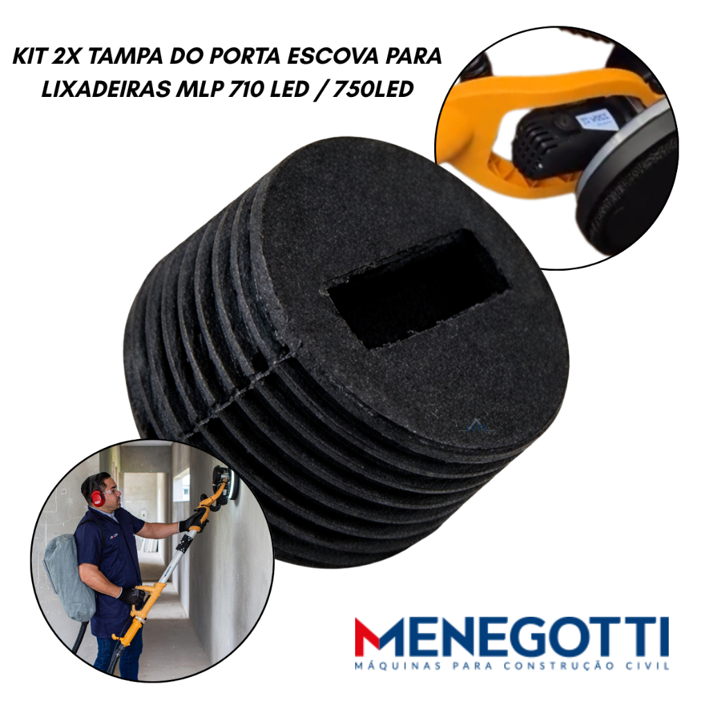 Kit 2 unidades Tampa Porta Escova Para Lixadeira de Parede Menegotti MLP 710 Led / 750 Led em Oferta na Shopee