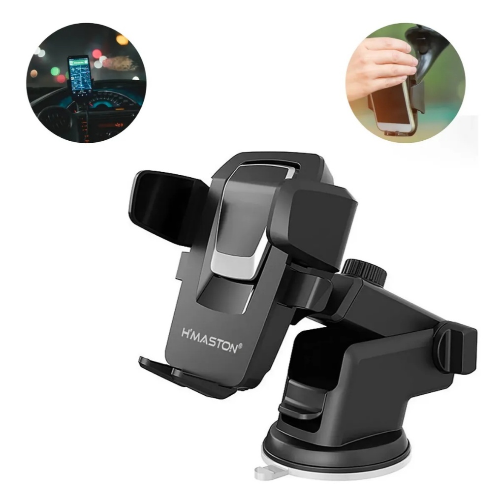 Suporte Celular GPS Veicular Carro Universal 360° Trava Automática Ajustável H'Maston CJ-02