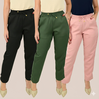 Calça Alfaiataria Feminina  Bolsos Elastico Cintura Elegante Casual em Oferta na Shopee
