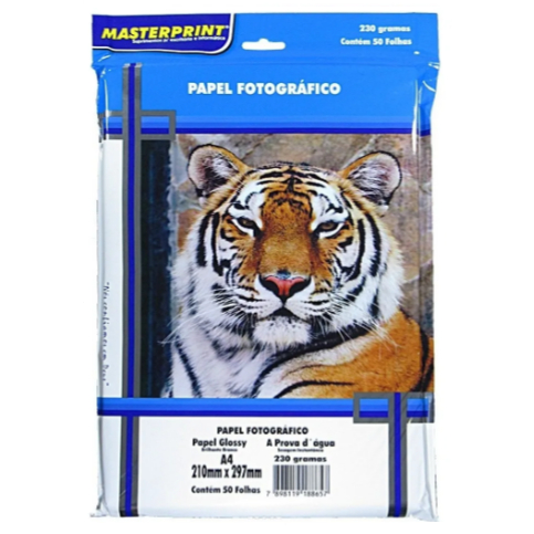 kIT Papel Fotográfico Glossy A4 230g Masterprint 50 Folhas Alta Resolução Impressora Inkjet - Miniatura 2