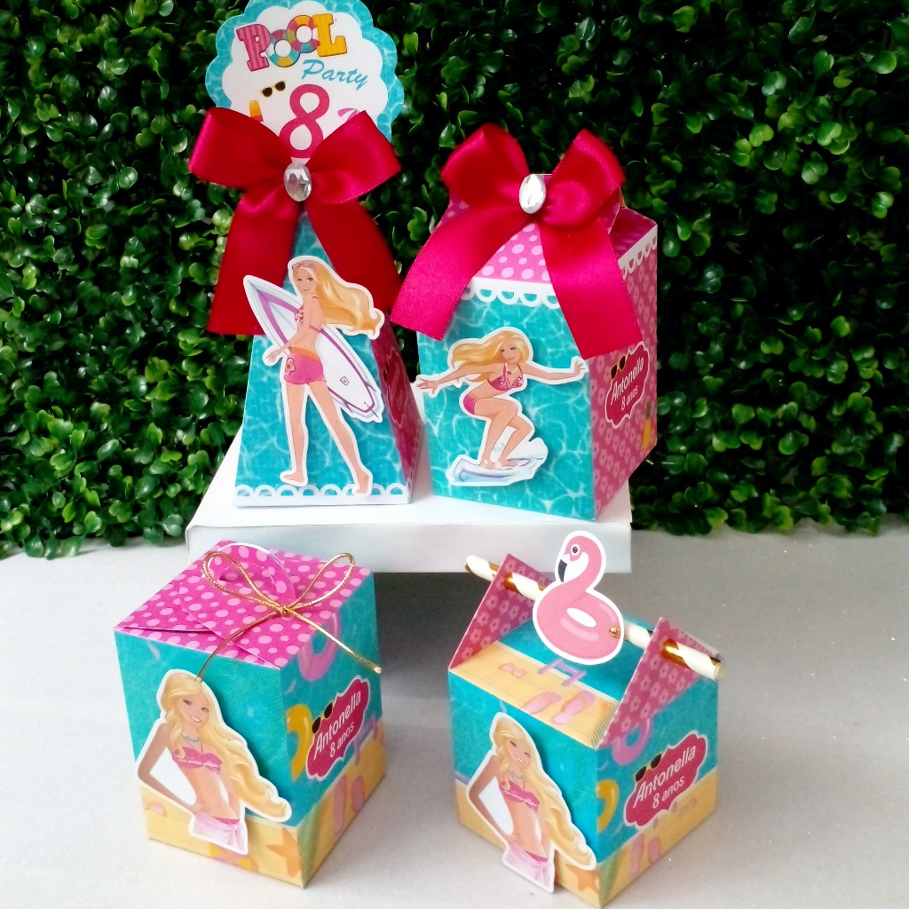 Kit Festa Personalizado Barbie Pool Party /Lembrancinhas /Caixinhas para Festa Infantil /Personalizados de Festa