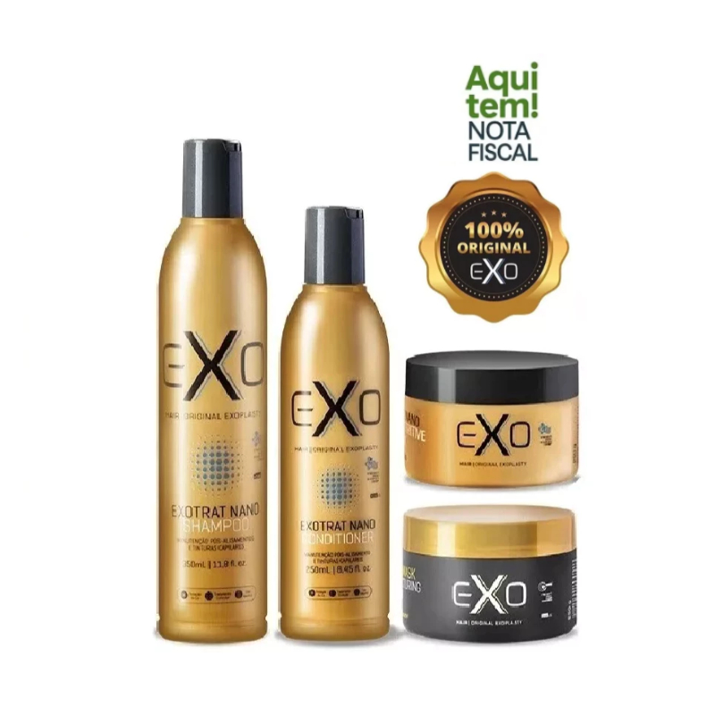Kit Exo Hair Exoplastia Exotrat Nano Shampoo 350ml + Condicionador 250ml + Mascaras 250g