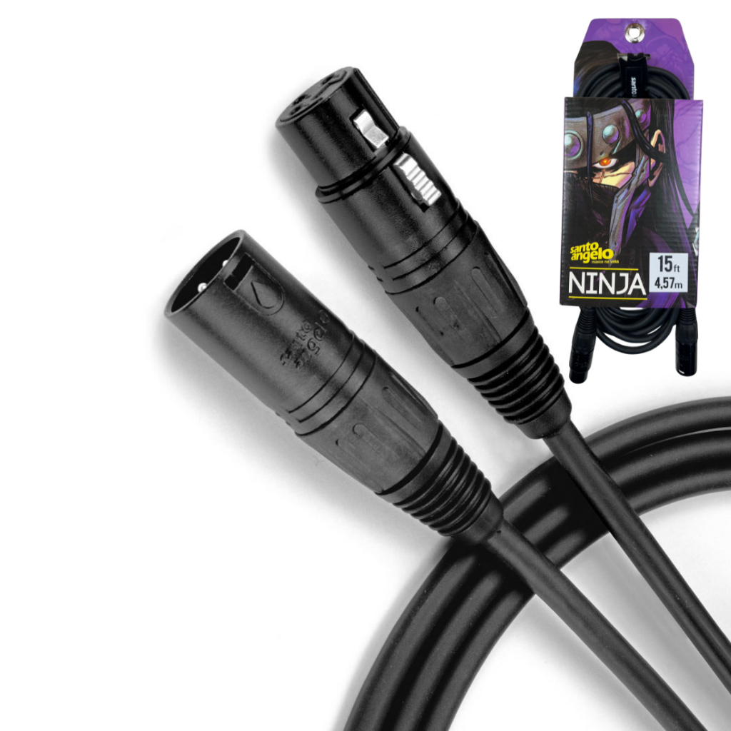 Cabo balanceado para Microfone Caixa de som Mesa Santo Angelo Ninja Xlr Xlr 03ft a 30ft LW 0,91m a 9,15m Blindado