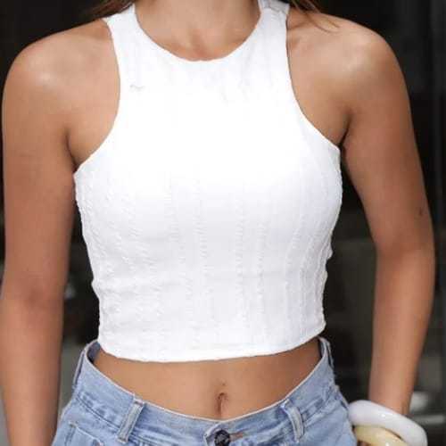 Cropedds Femenino Regata Malha-Ribana Premiun Com Bojo Confortavel Elegante Excelente Elasticidade