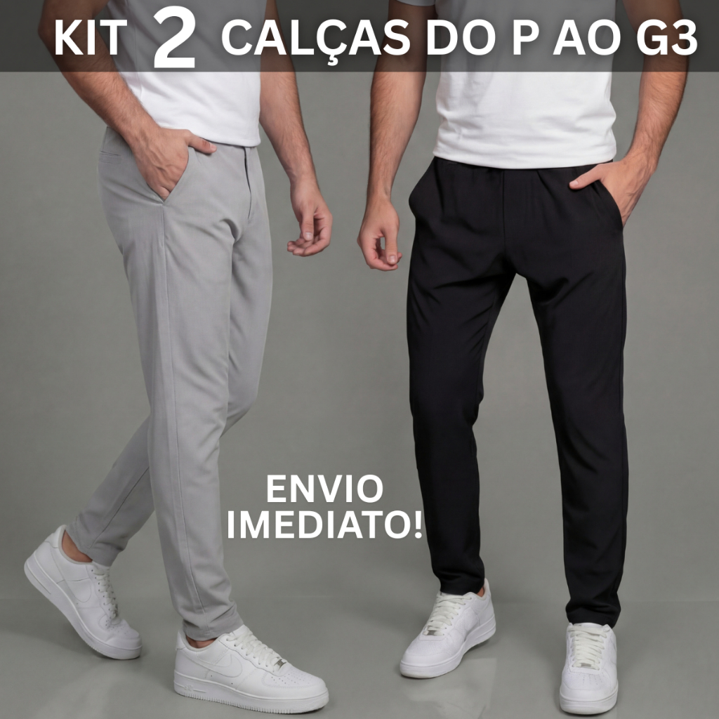 Kit 2 Calça Masculina Tactel Com Elastano Premium Para Academia e Dia a Dia PlusSize em Oferta na Shopee