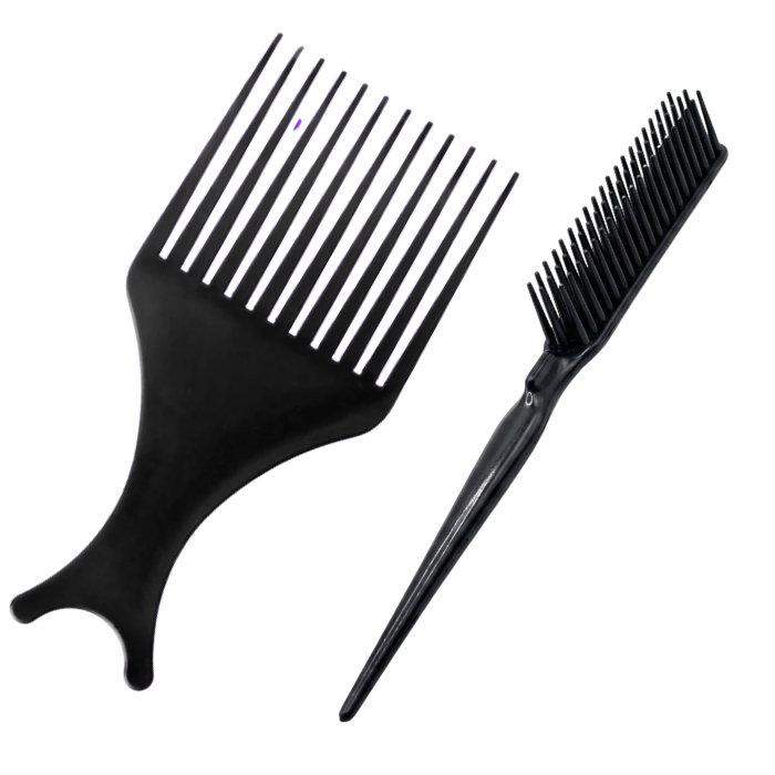 Pente garfo E Pente Três Fileiras Redução de frizz CORES SORTIDAS