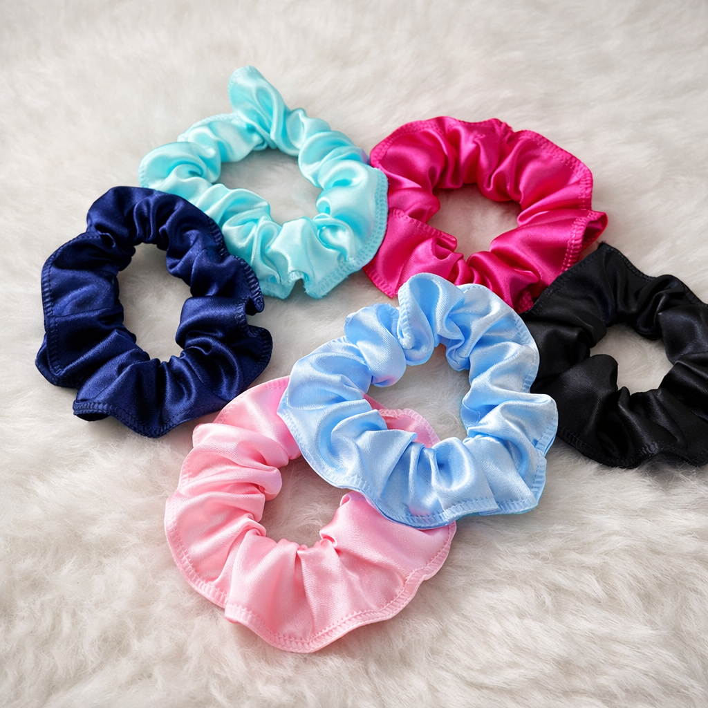 Kit 10 Xuxas de Cetim Scrunchie de Seda Rabicó Elástico para Cabelo de Cetim