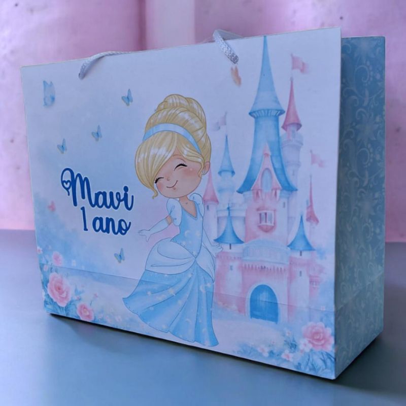 Sacolinha Princesas Cinderela Cute / Personalizado | Sacolinha | Lembrancinha | Mimos | PEGUE E MONTE