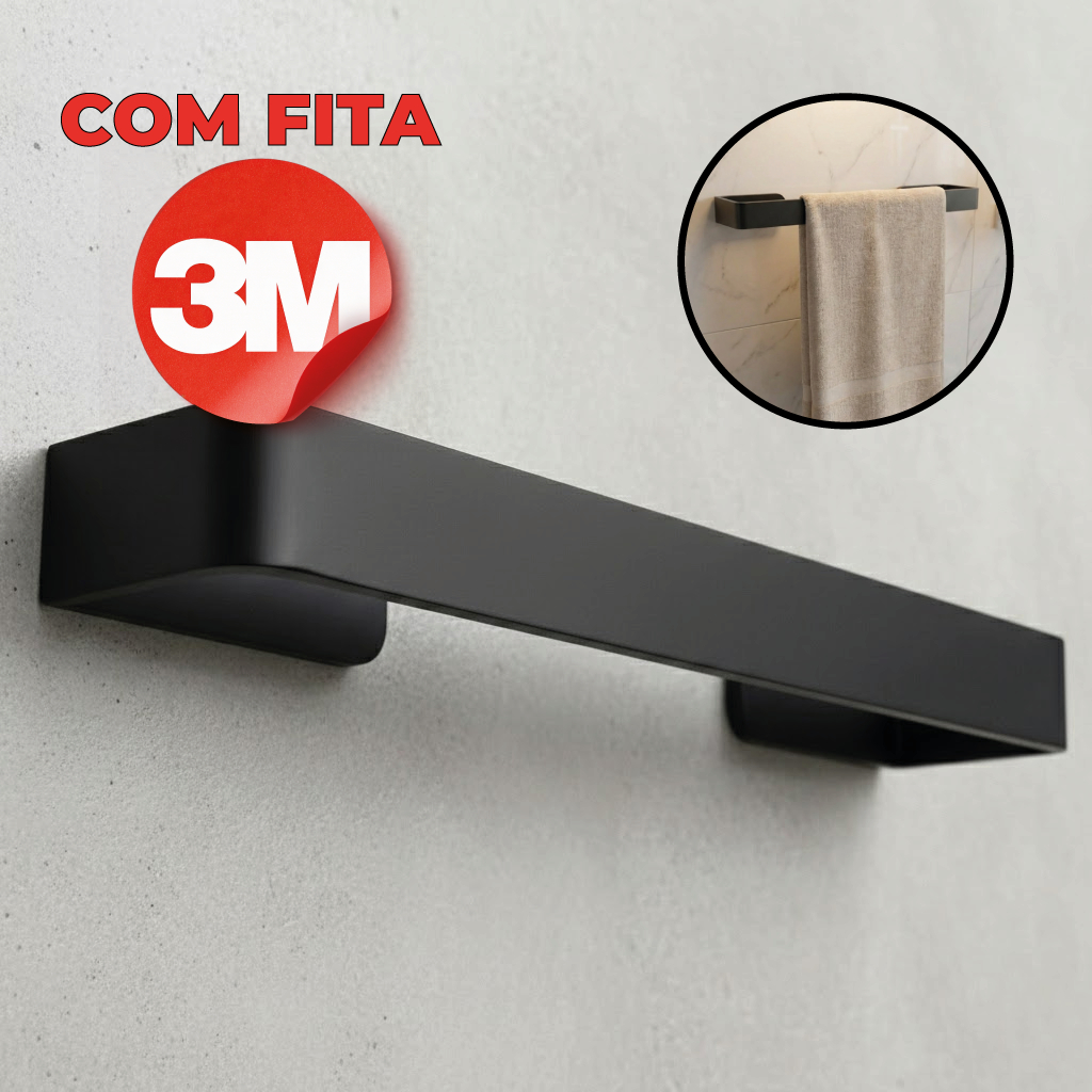 Organizador Banheiro Porta Toalha Rosto Adesivo Resistente Sem Furo 25cm