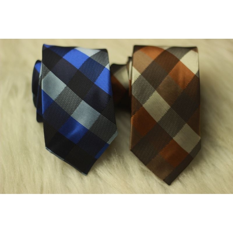 Kit 2 Gravatas Masculinas Xadrez e Listrada | Elegantes para Social, Trabalho e Eventos