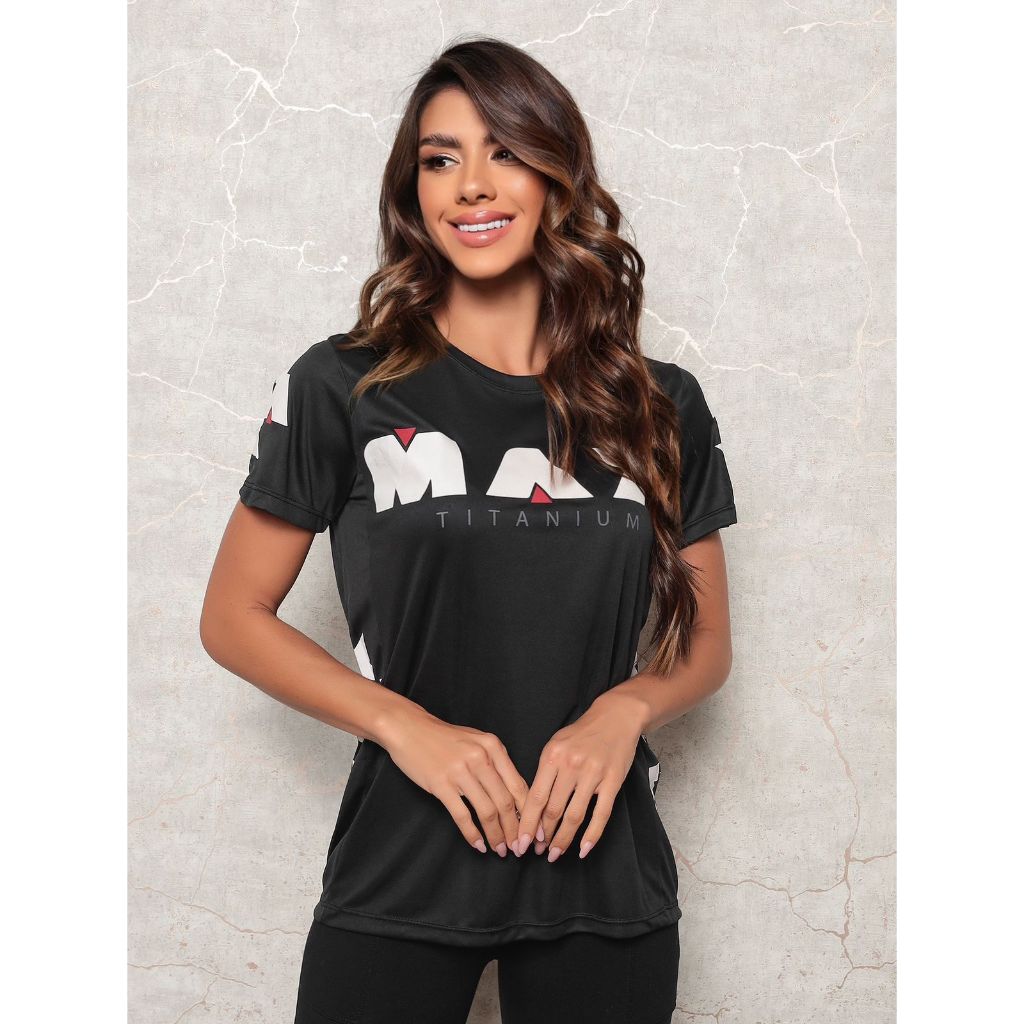 Camiseta Feminina Estampada Slim Fit 100% Dry Fit Blusa Feminino Academia Treino Esportiva Corrida