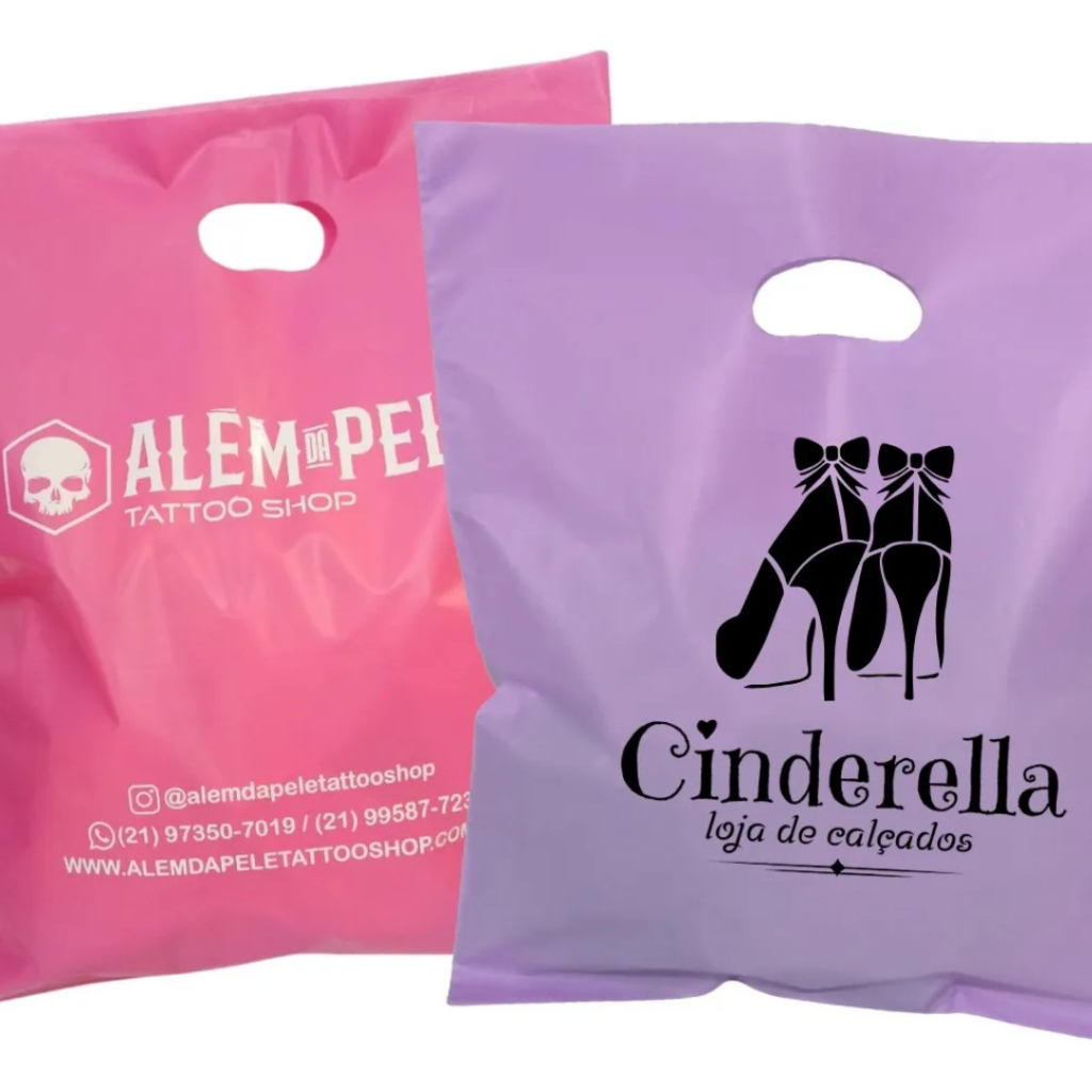 100 Unidades Sacola Personalizada logo marca Boca de Palhaço – 3 Tamanhos | Envio em 4 Dias em Oferta na Shopee