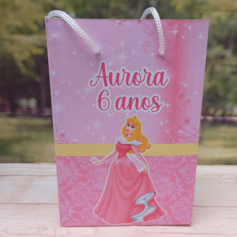 PEGUE E MONTE - Sacolinhas Princesa Aurora personalizadas tamanho P/ lembrancinhas - Sacolinhas - Aniversário