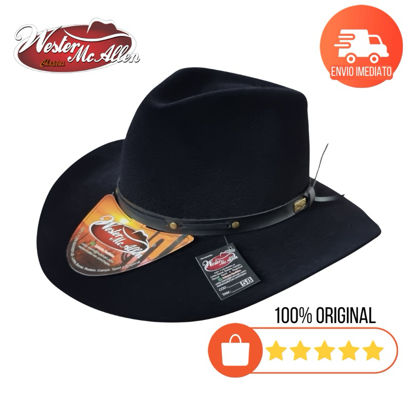 Chapéu Gustavo Lima Aba 8 Preto Wester McAllen Masculino Country Rodeio Barretos Cowboy Premium