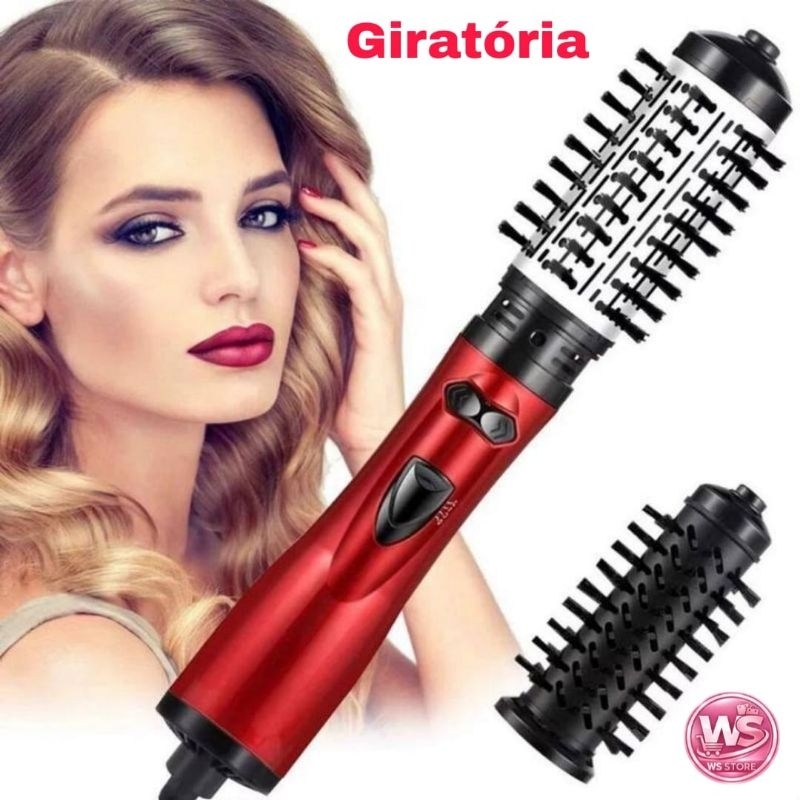 Escova Rotativa Secador Cabelo 2 em 1 Elétrica Profissional