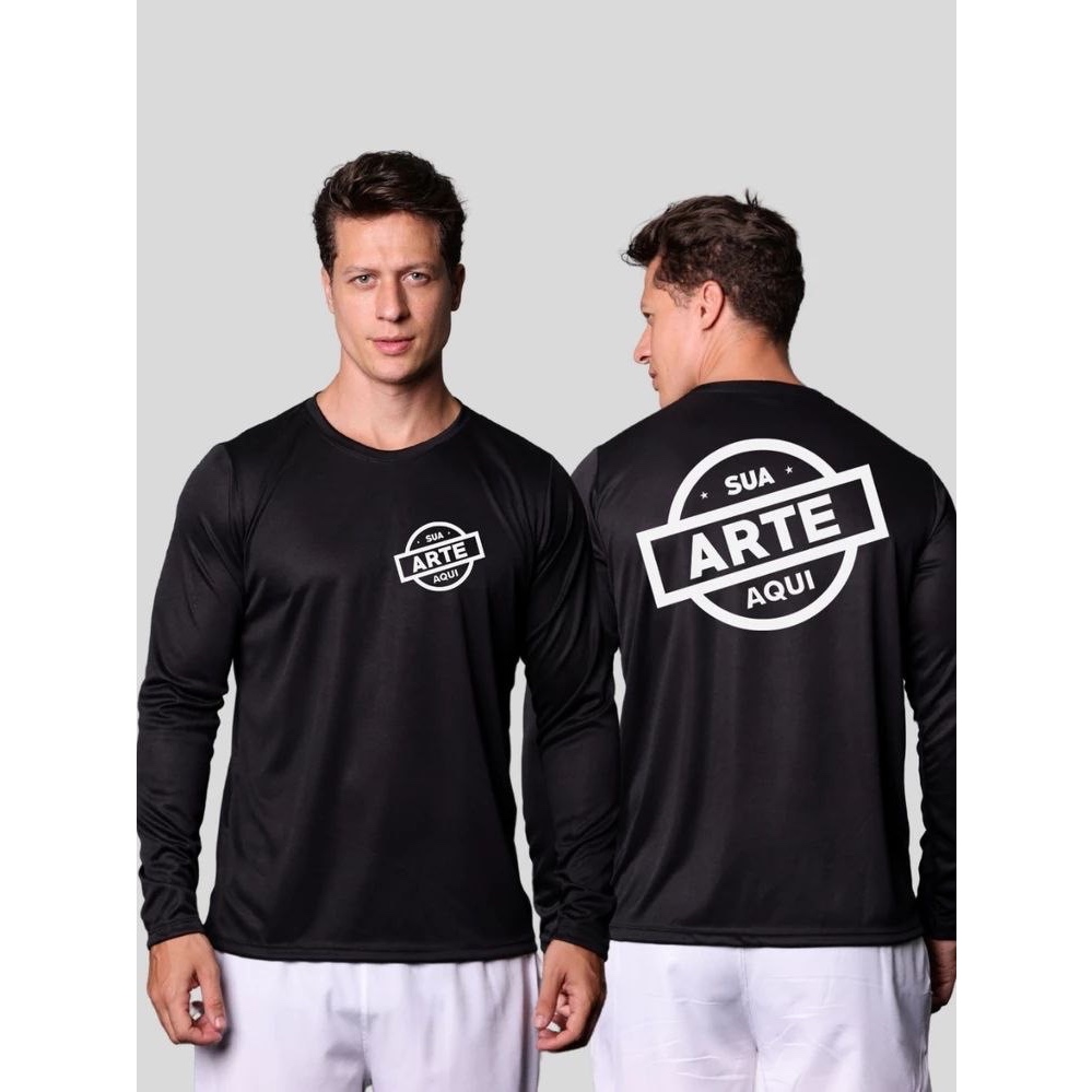 Camisa Manga Longa UV 50 Personalizada Dry Fit Estampa DTF Premium Slim Fit Solar Alta Durabilidade Uniforme Academia