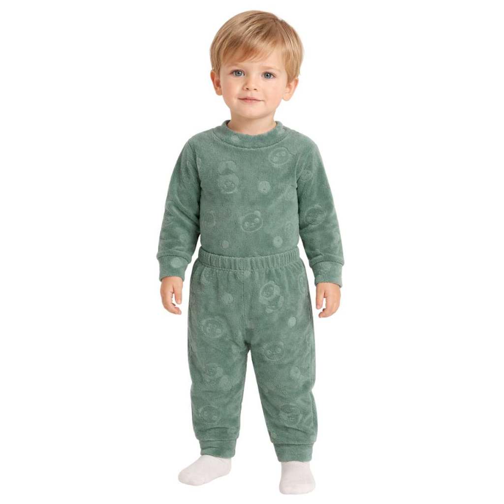 Conjunto Body Bodie e Calça Fleece Manga Longa Bebê Baby Inverno Menino Menina