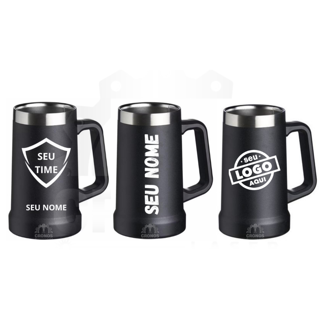 Caneca Térmica Inox 700ml Personalizada Nome Time Copo Grande com Alça Parede Dupla Bebidas Cerveja