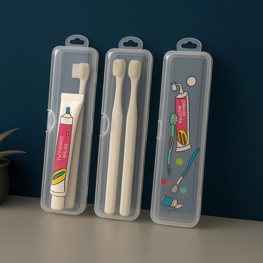 Kit 3 Estojos de Viagem para Escova de Dentes, Porta-Escova Portátil Transparente em Oferta na Shopee