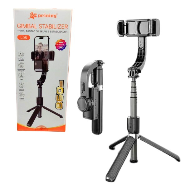 Estabilizador Gimbal Soleste L08 com Tripé e Controle Remoto Bluetooth - Leve, Compacto e Versátil