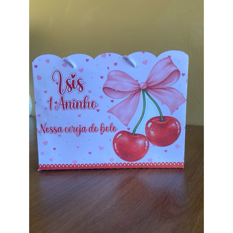 Sacolinha Personalizada Cerejinha com laço PEGUE E MONTE - lembrancinha/festa infantil