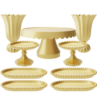 Kit de Festa com 1 Boleira Popi Plus, 2 Vasos Popi, 2 Mini Boleiras Pérola e 4 Bandejas pérola em Oferta na Shopee