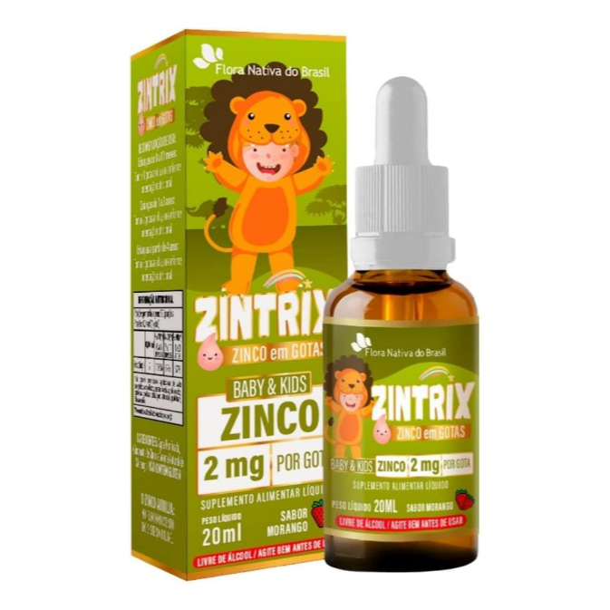 Zintrix Suplemento Infantil Zinco Em Gotas Flora Nativa sabor Morango