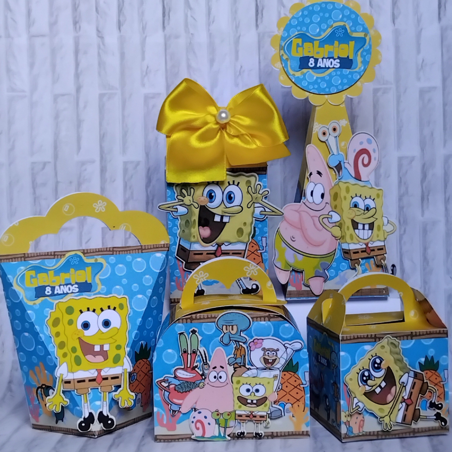 Kit Festa Infantil Personalizado Caixinhas Lembrancinhas Aniversário BOB ESPONJA