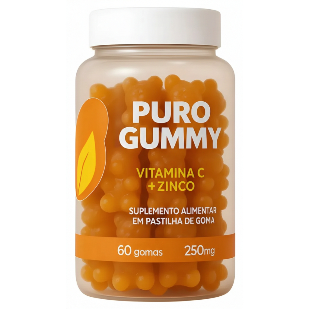 Puro Gummy com 60 gomas de Vitamina C 250mg + Zinco 10mg  Imunidade