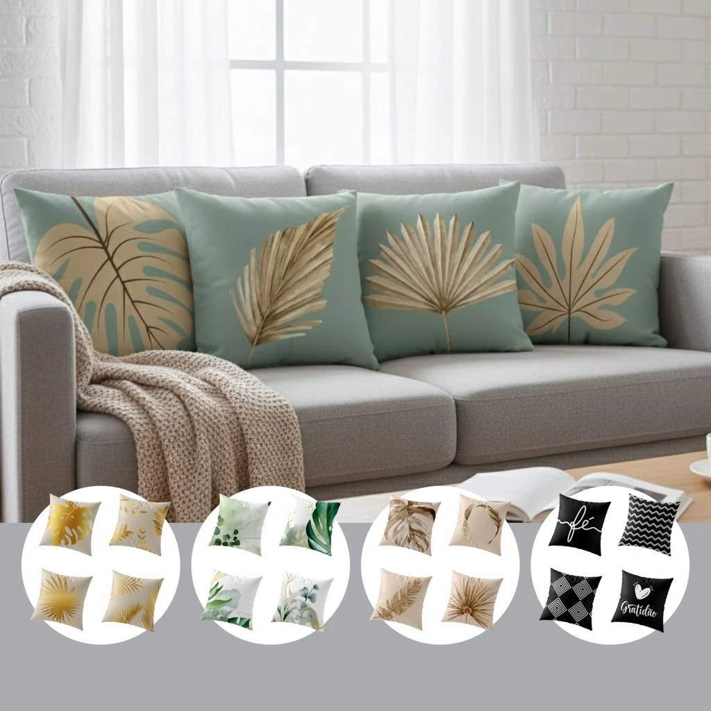 Kit 4 Capas de Almofada Decorativas 45x45 Decoração de Sala, Sofá e Ambientes