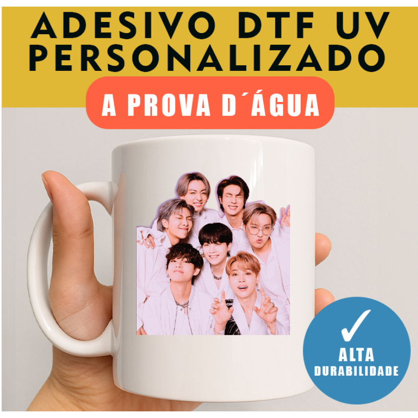 BTS -  DTF 8,5CM - A PROVA D'ÁGUA - MELHOR QUALIDADE, RESISTENTE DTF UV, ALTO RELEVO