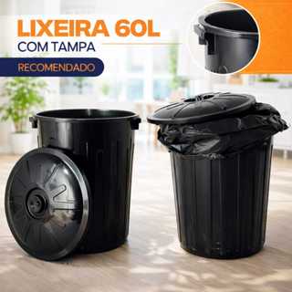 Cesto Lixeira 60 Litros Com Tampa Para Evitar Insetos Lixão Grande Ideal Para Comercios Casas Alta Qualidade Resistente em Oferta na Shopee