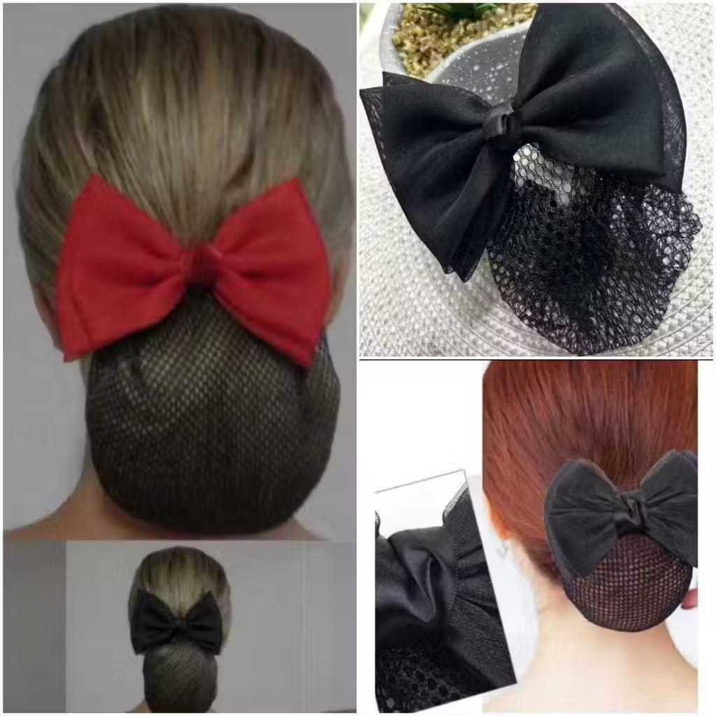 Rede de cabelo de coque simples com laço,profissional cabeça feminino