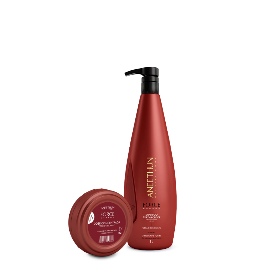 Aneethun Kit Shampoo Fortalecedor Force System 1L e Aneethun Dose Fortalecedora Force System 25G