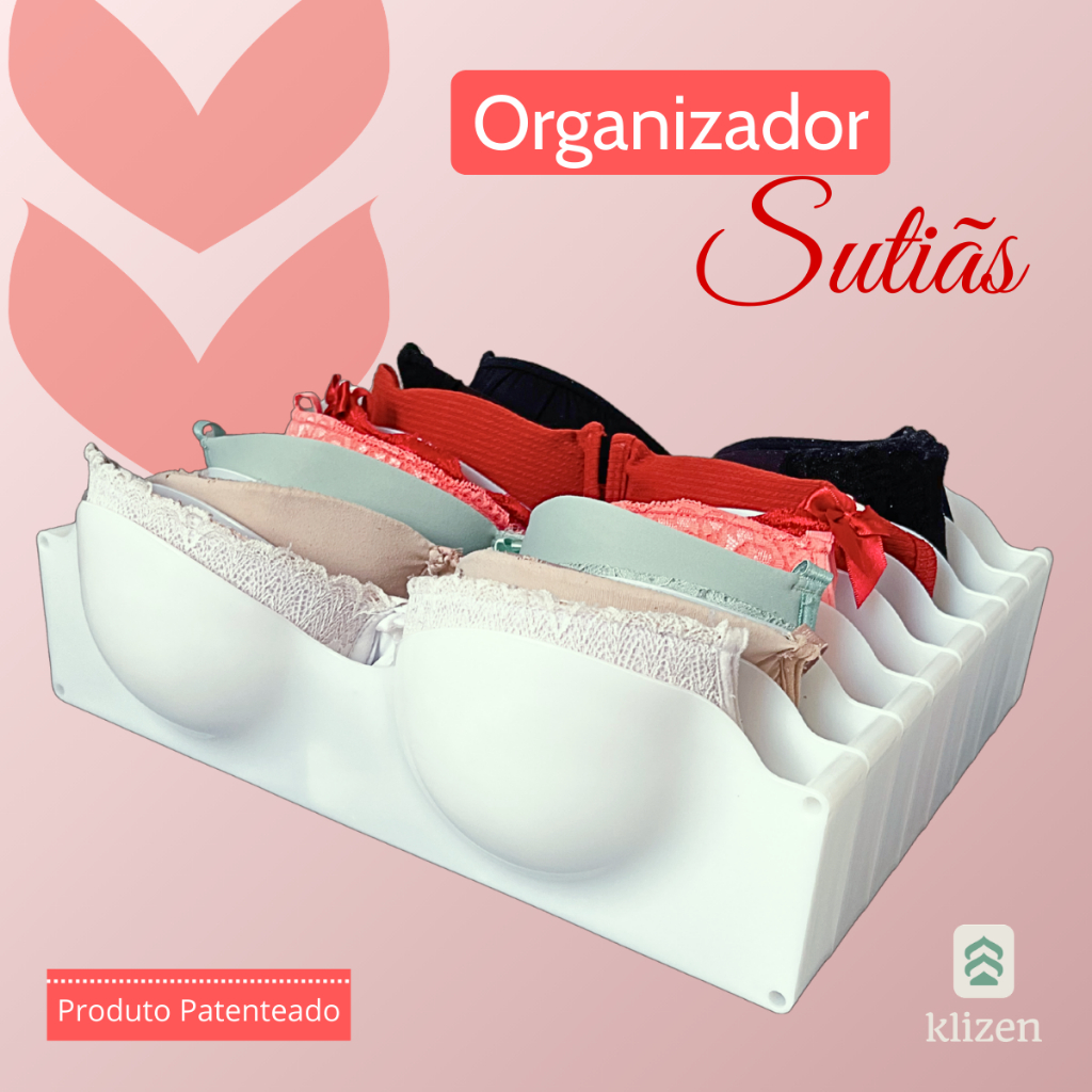 Organizador Porta Sutiã Bojo Klizen 6 Divisões Colmeia Arrumar Gaveta Closet Luxo em Oferta na Shopee