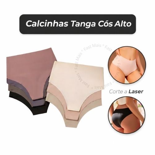 Kit Calcinhas Cos Alto Modeladora Sem Costura Corte Laser em Oferta na Shopee