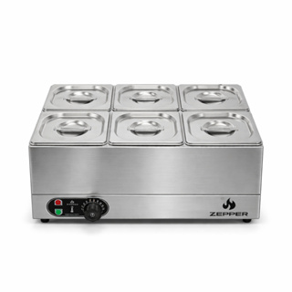 Rechaud Retangular Em Aço Inox Zepper 6 Cubas Buffet Zprc06 em Oferta na Shopee