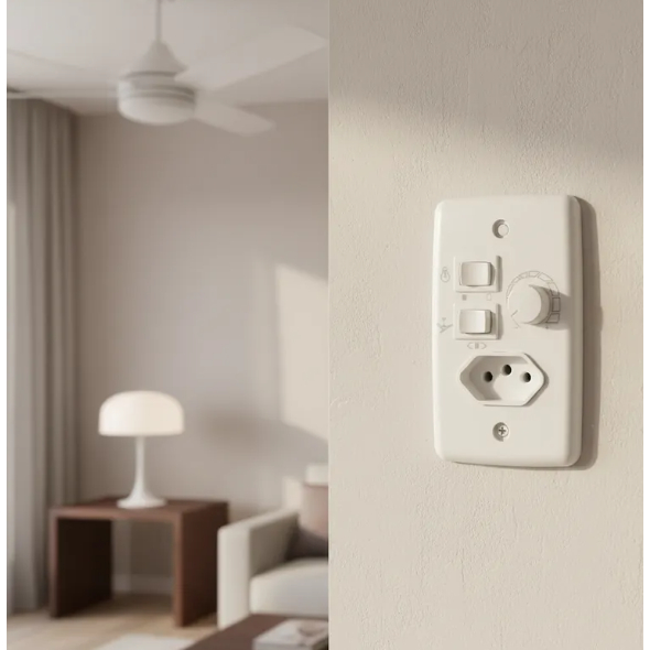 Controle Velocidade Tomada Rotativo Ventilador de Teto Biv 1 lampada (01-05)