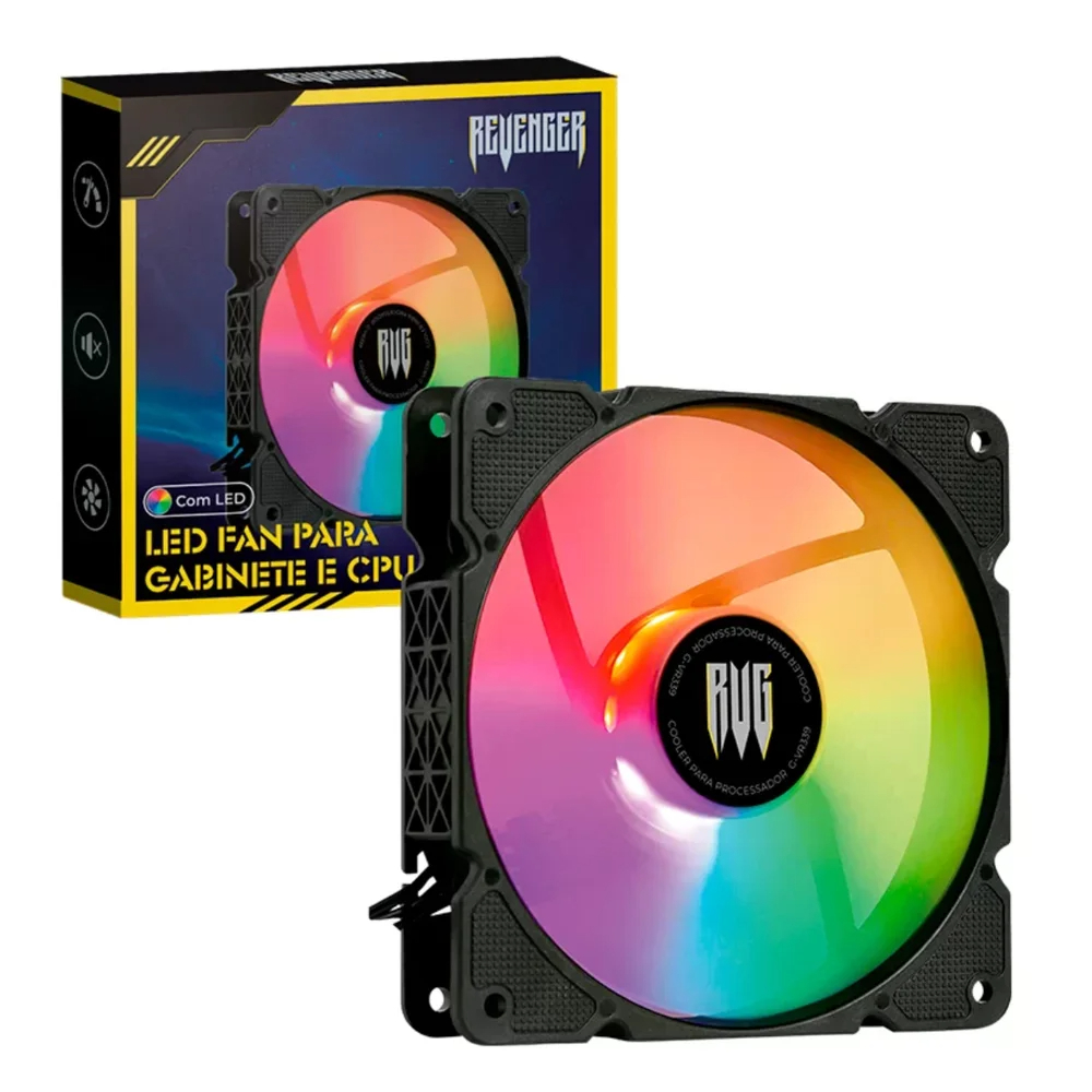 Cooler Fan RGB Revenger G-VR337 80mm para PC CPU - Upgrade Visual e Térmico para seu PC