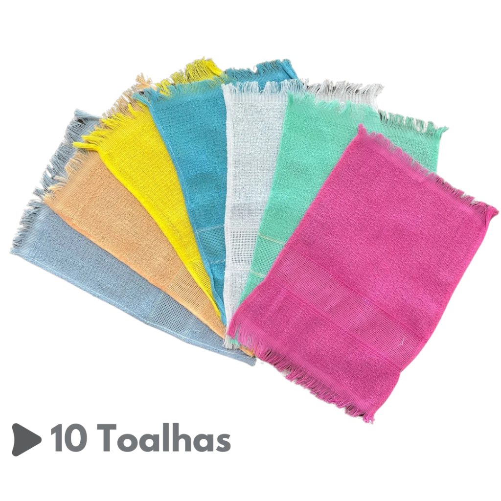 Kit 10 Toalhinha de Mão Social Lisa 22x32cm 100% Algodão Toalha Academia
