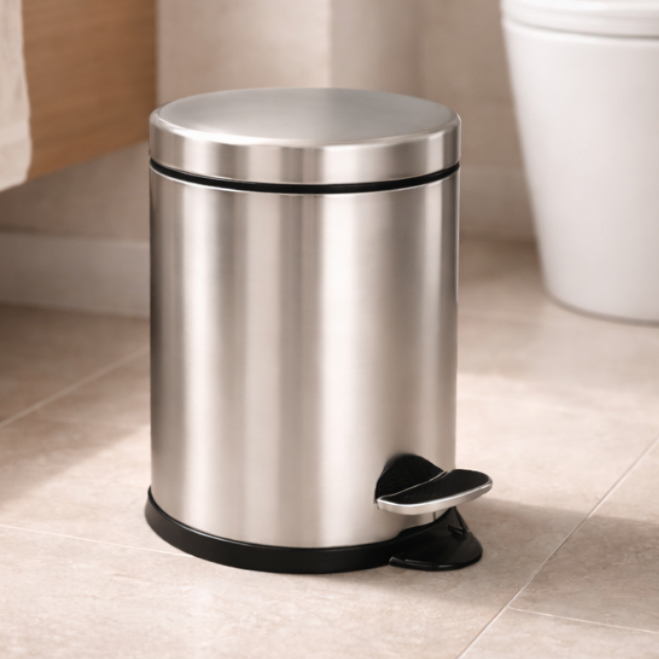 Lixeira Inox com Pedal 3L Cesto Lixo Banheiro Cozinha Balde Interno Removível