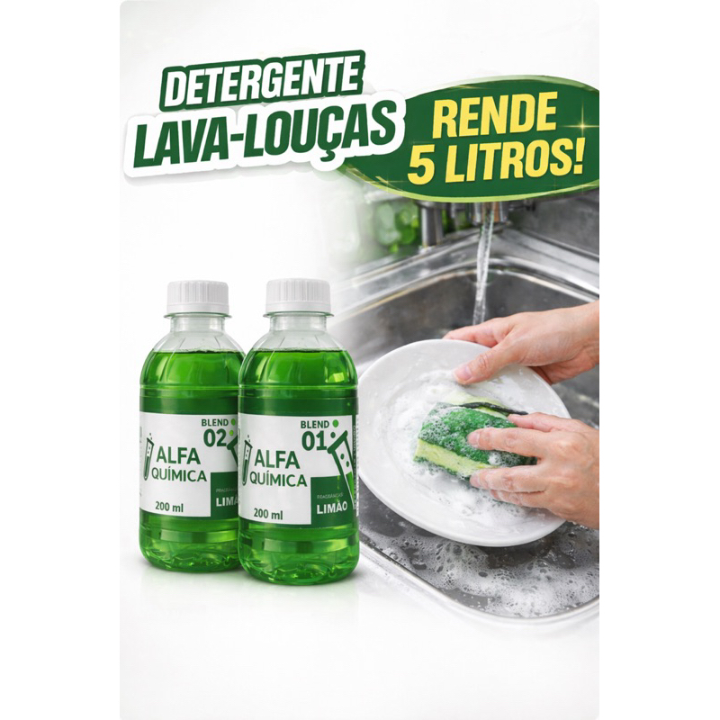 BASE KIT DETERGENTE LAVA LOUÇA LIMÃO (BLEND) 2X200ML - RENDE 05 LITROS