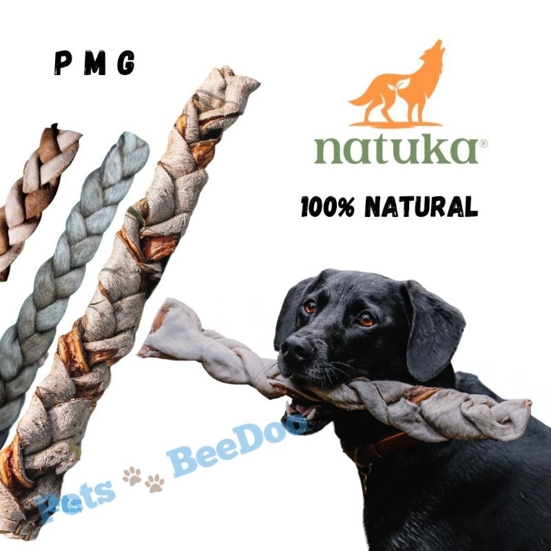 Trança Pele Bovina Mordedor Natural Cães Natuka